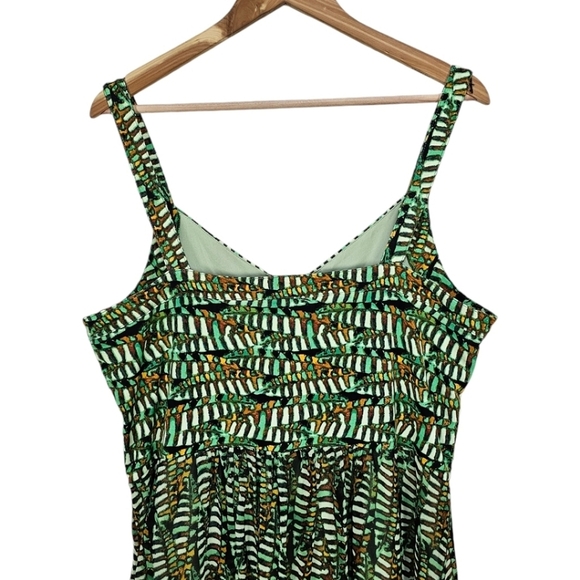 New Directions Green Printed Pintucked Fit & Flare Plus Size Fall Midi Dress 18 - Picture 9 of 11